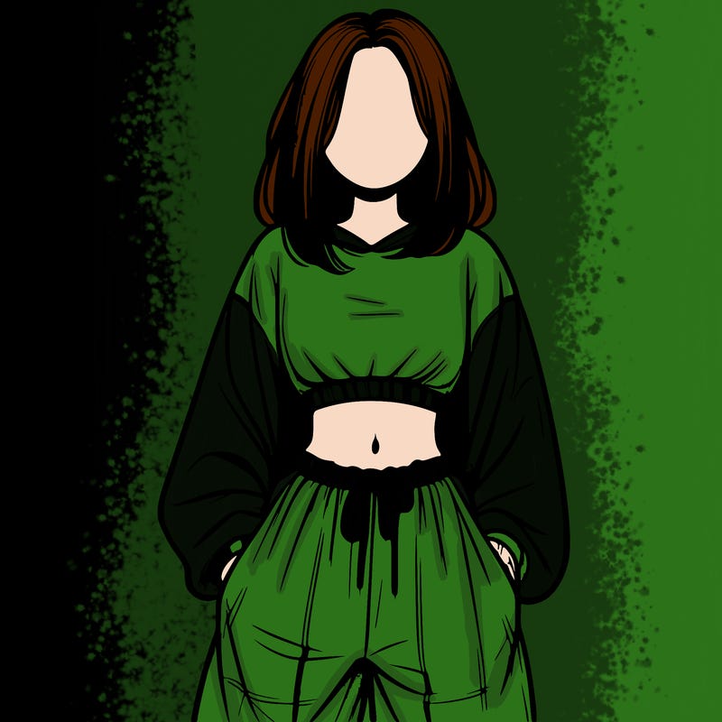 realistic girl faceless with baggy pants and a crop top