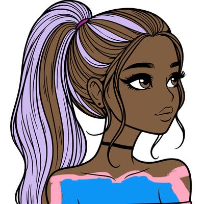 a beautiful and realistic girl with a high pony tail