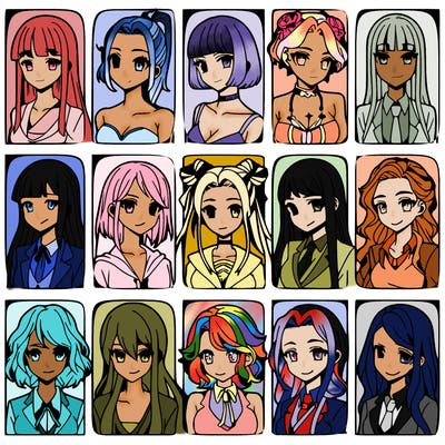 girls that look diffrent anime