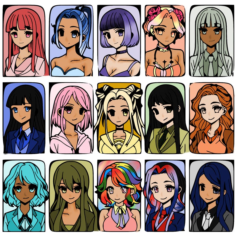 girls that look diffrent anime