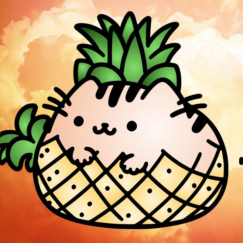 pusheen in a pinapple