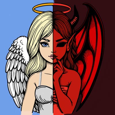 realistic angel half demon