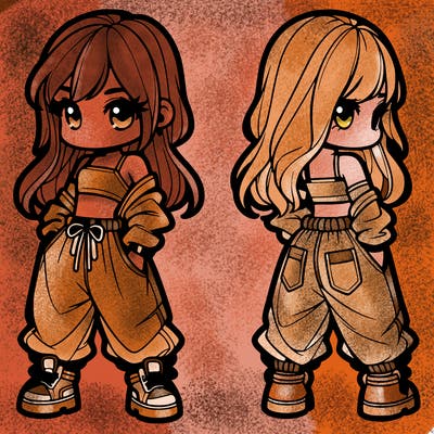 girl in crop top and baggy pants