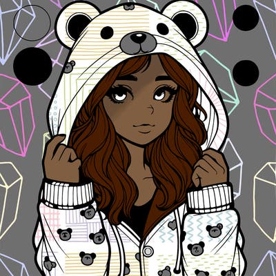 realistic girl in a animal pjs hoodie