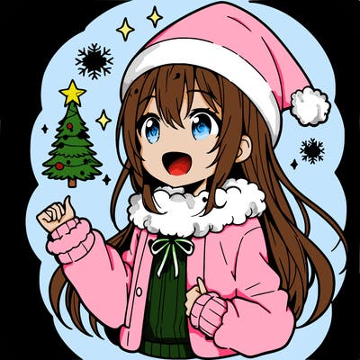 anime girl christmas