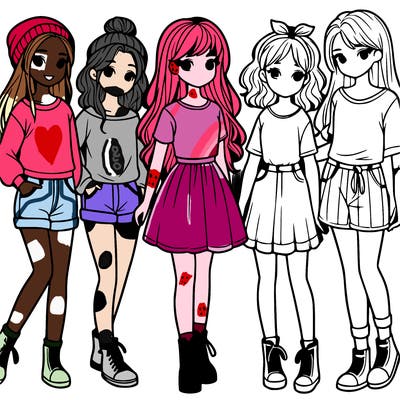 a group of five girls