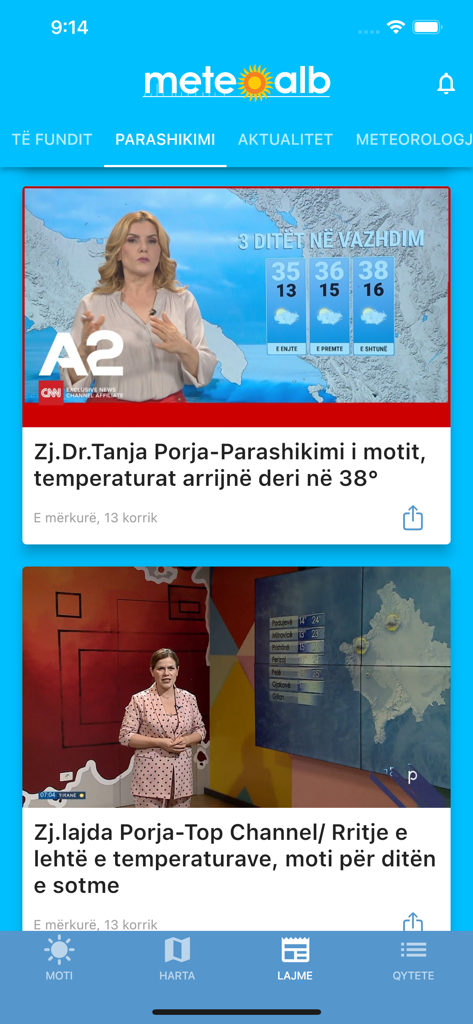 MeteoAlb - MeteoAlb app weather news feed with video forecasts from Albania
