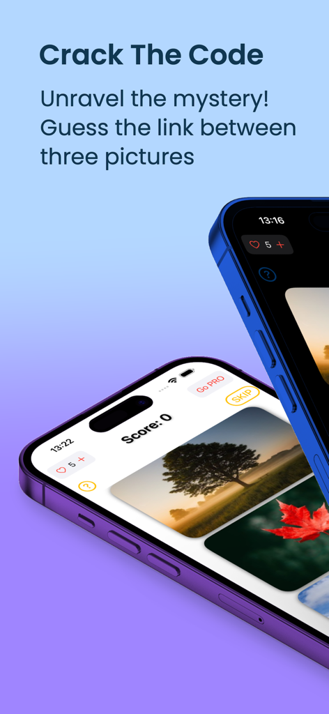 Guess The Link - Interface of Guess The Link puzzle game on mobile showing images and the prompt to crack the code.