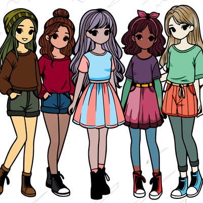 a group of five girls