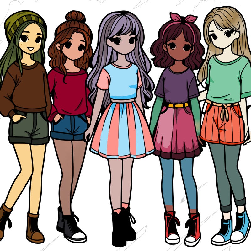 a group of five girls