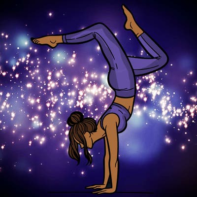 a woman doing a handstand