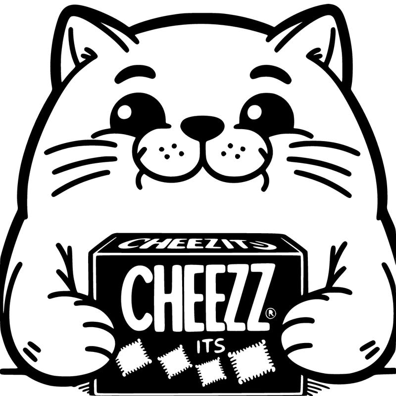 cat holding cheez its
