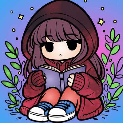 girl in oversized hoodie reading a book