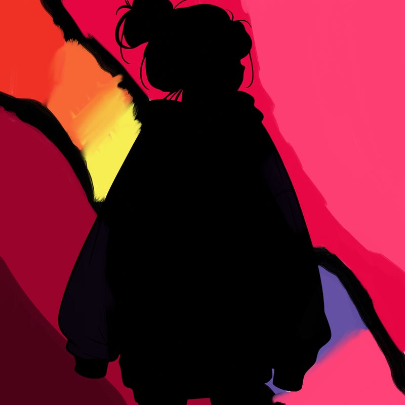 realistic girl with a oversized sweatshirt on and a bun