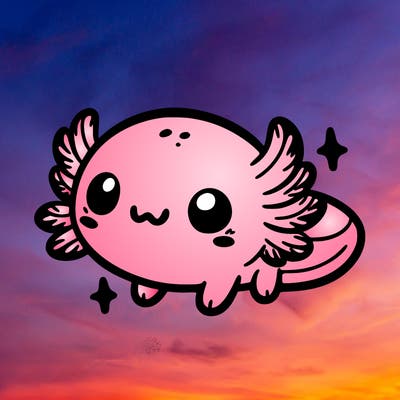 cute easy baby axolotl