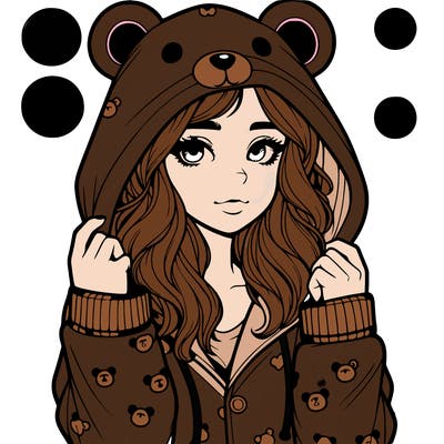 realistic girl in a animal pjs hoodie