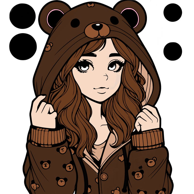 realistic girl in a animal pjs hoodie