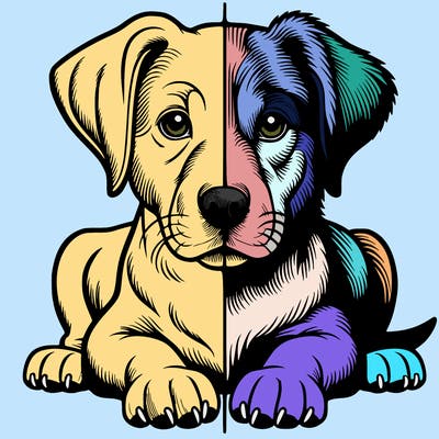 realistic dog split picture