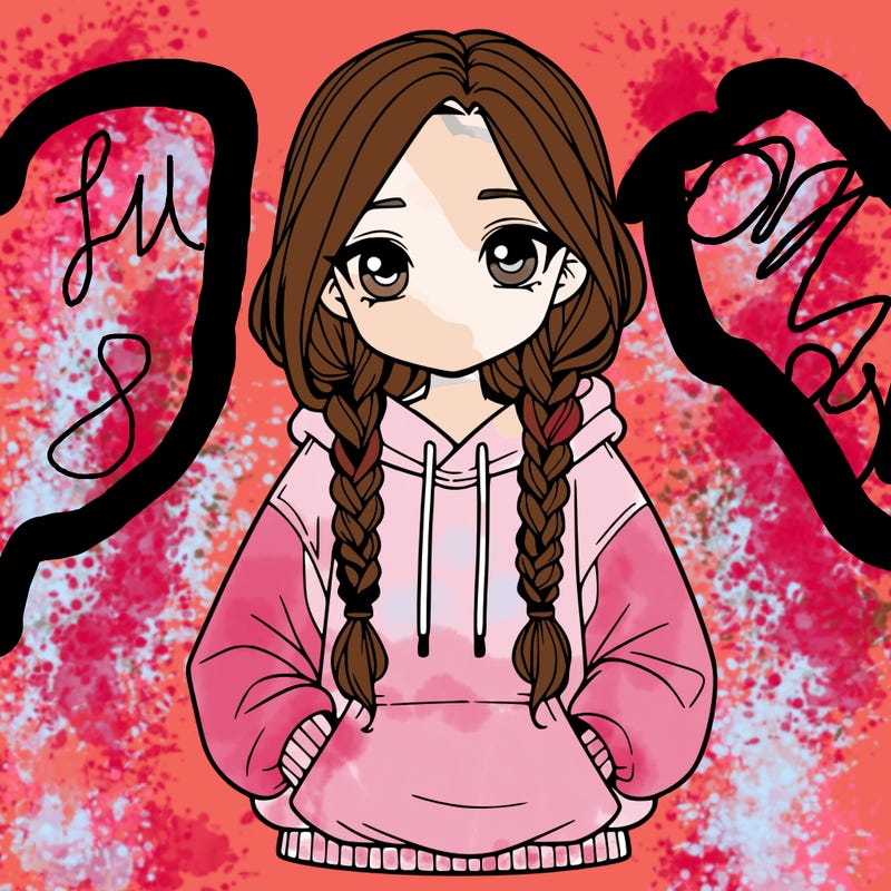 a realistic girl with a oversized hoodie and she has braids