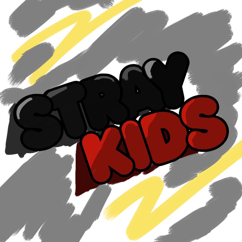 bubble letters saying stray kids