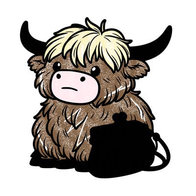 highland cow in a purse