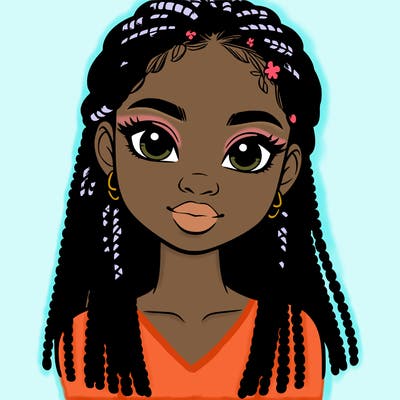 a realistic black girl with braids