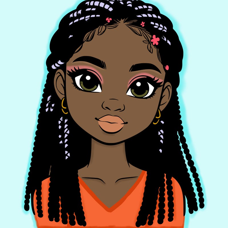 a realistic black girl with braids