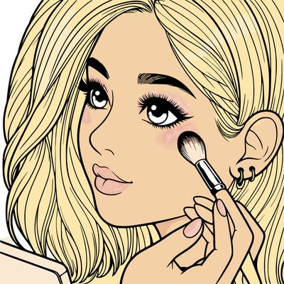 a realistic girl doing her makeup