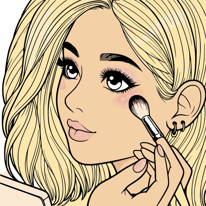 a realistic girl doing her makeup