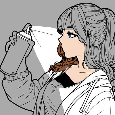 a realistic girl spray, painting