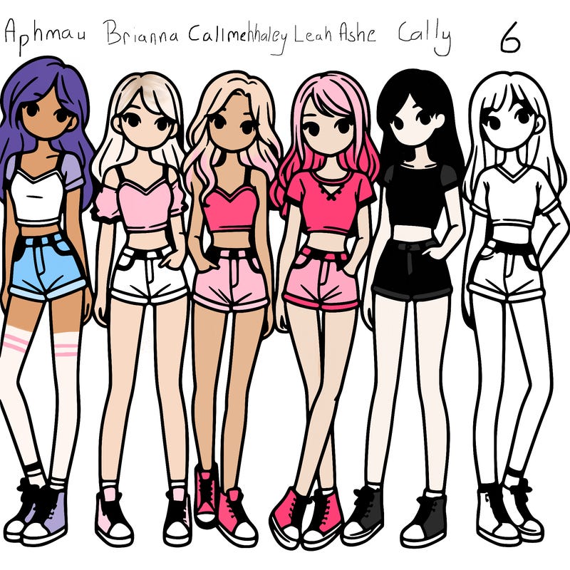 a group of girls wearing crop tops and shorts