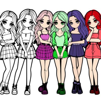 a group of girls realistic