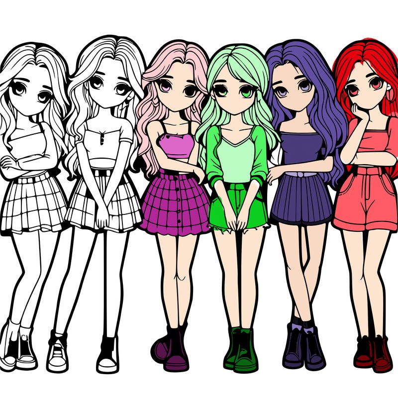 a group of girls realistic