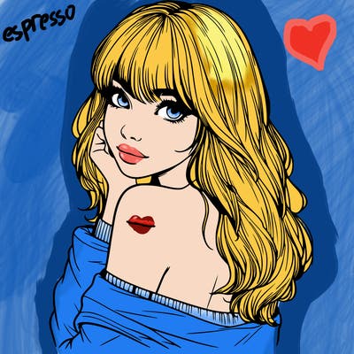 realistic girl with bangs looking over her shoulder