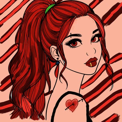 realistic pretty girl with high pony tail