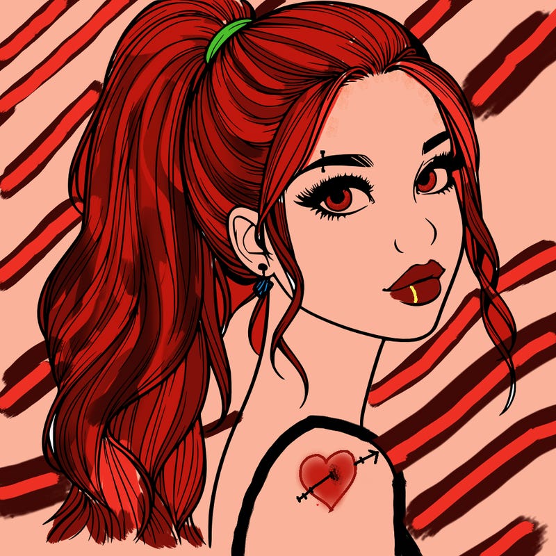 realistic pretty girl with high pony tail