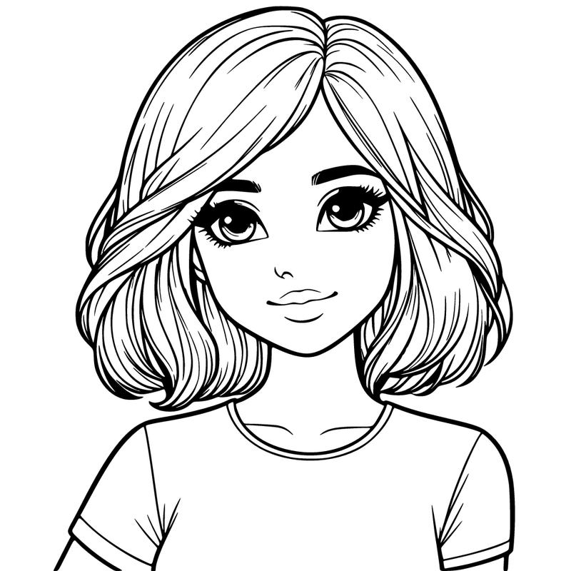 realistic girl with shoulder length hair