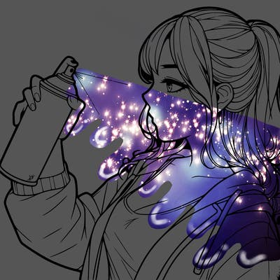 a realistic girl spray, painting