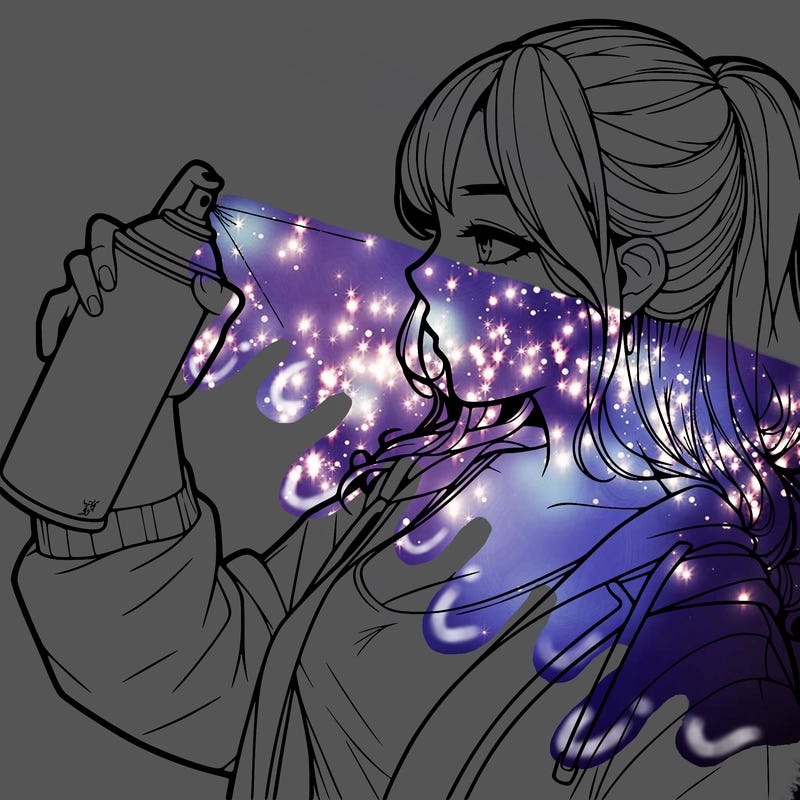a realistic girl spray, painting