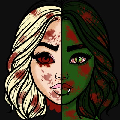 realistic girl split half