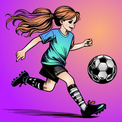 realistic girl playing soccer