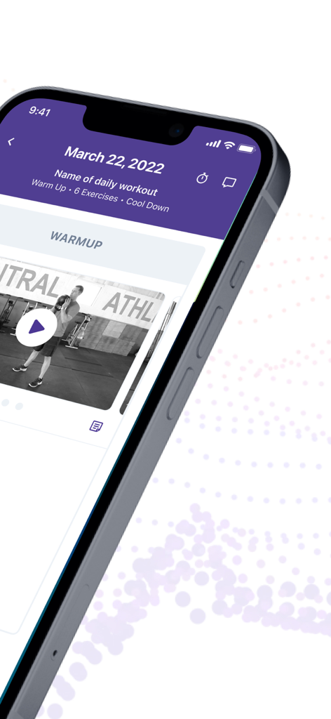 TrueCoach - TrueCoach app interface displaying a daily workout schedule and a video demonstration of a kettlebell exercise.