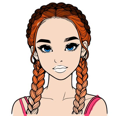 realistic girl with braids