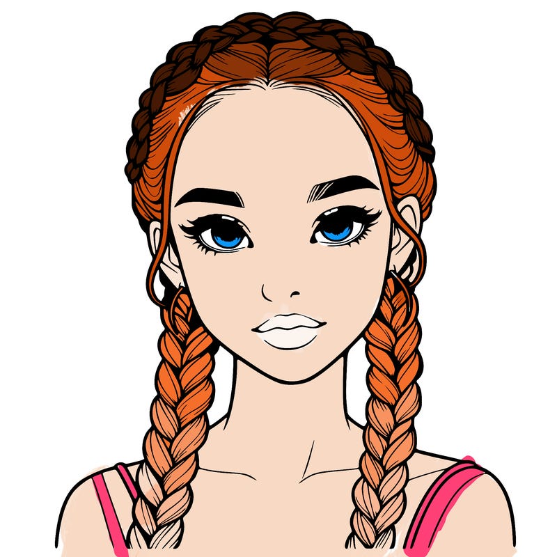 realistic girl with braids