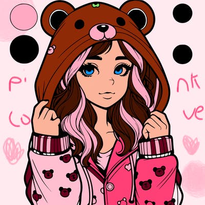 realistic girl in a animal pjs hoodie