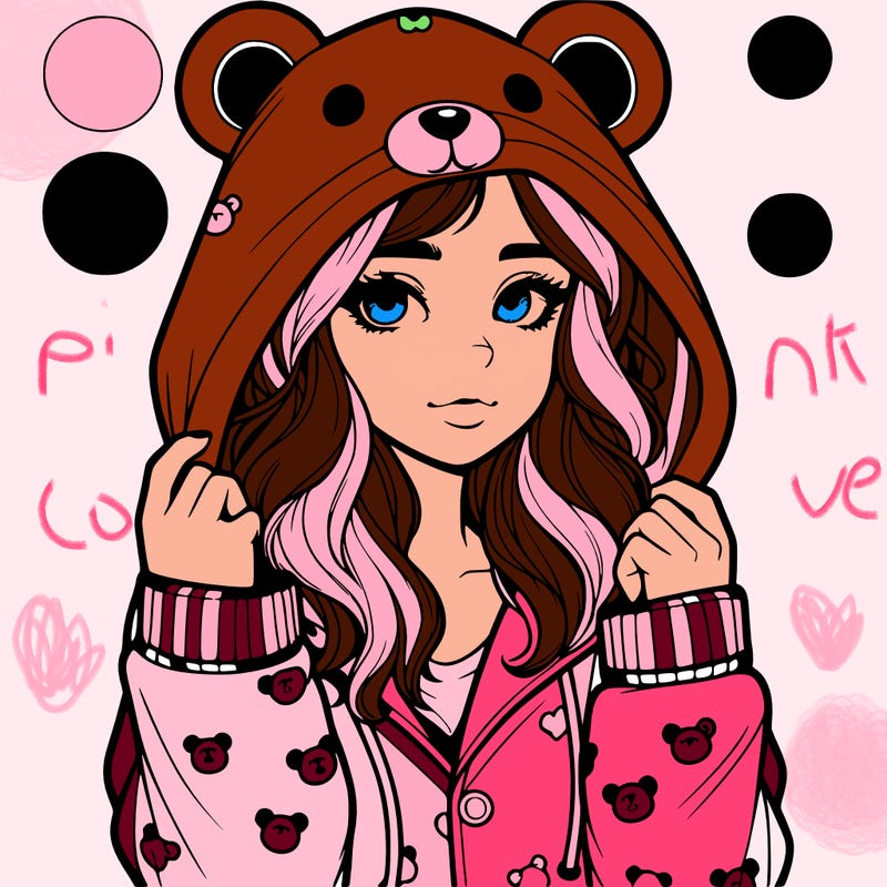 realistic girl in a animal pjs hoodie