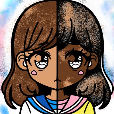a split of a girl