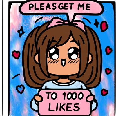 a girl saying please get me to 100 likes
