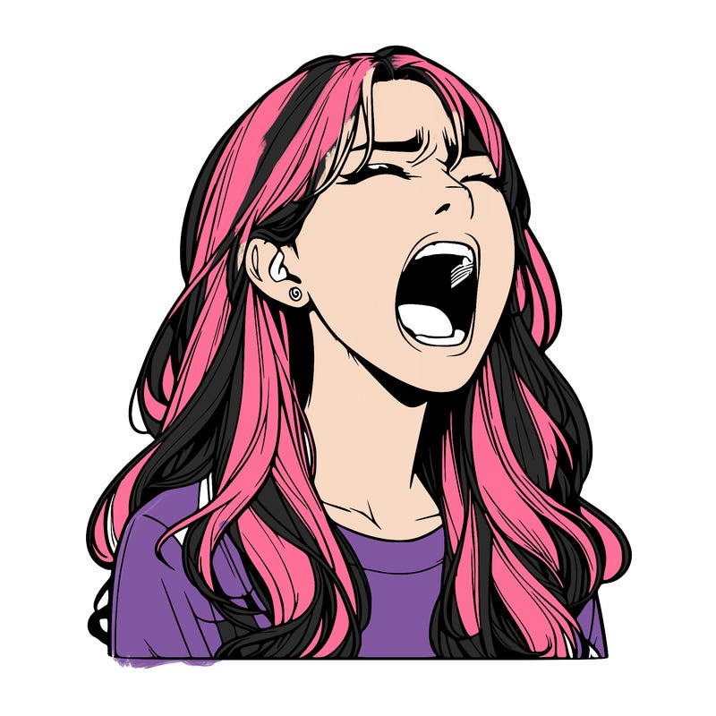 screaming realistic, girl