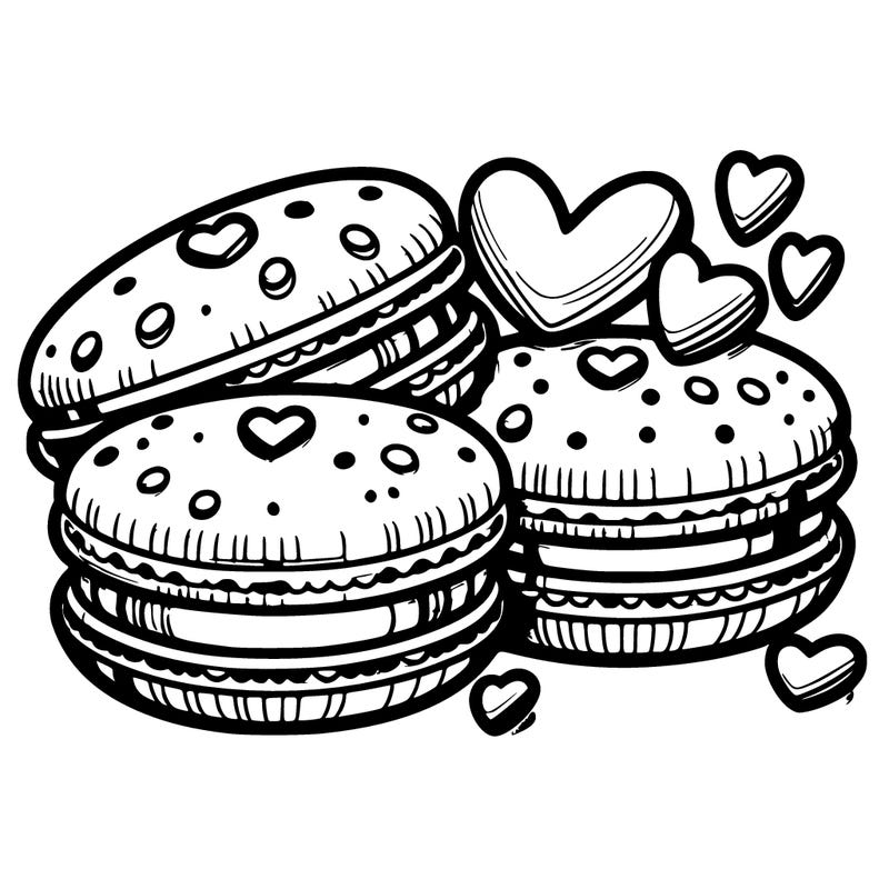 macarons with heart-shaped
